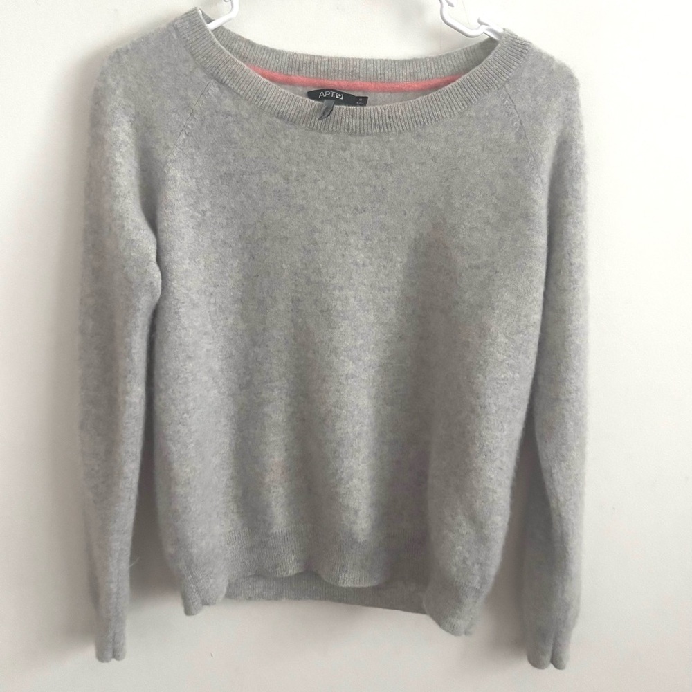 Apt.9 Sweater Women 100% Cashmere Gray M Old Money Luxury Parisian Capsule Soft